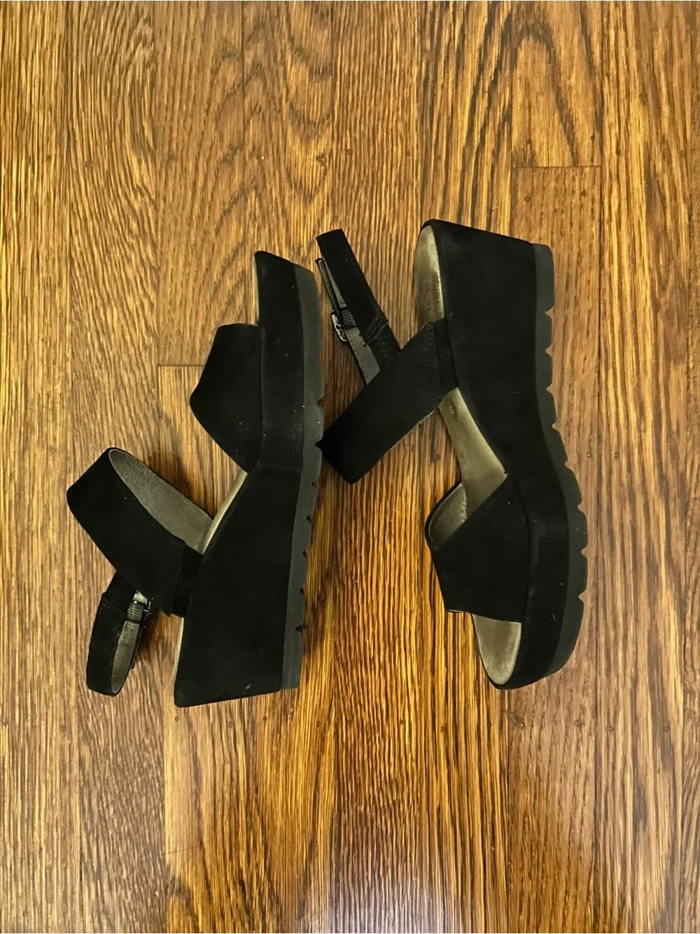 Gabor Women's Black Platform Sandals - Classic Strappy Wedge 8.5 (US) | 6 (UK)